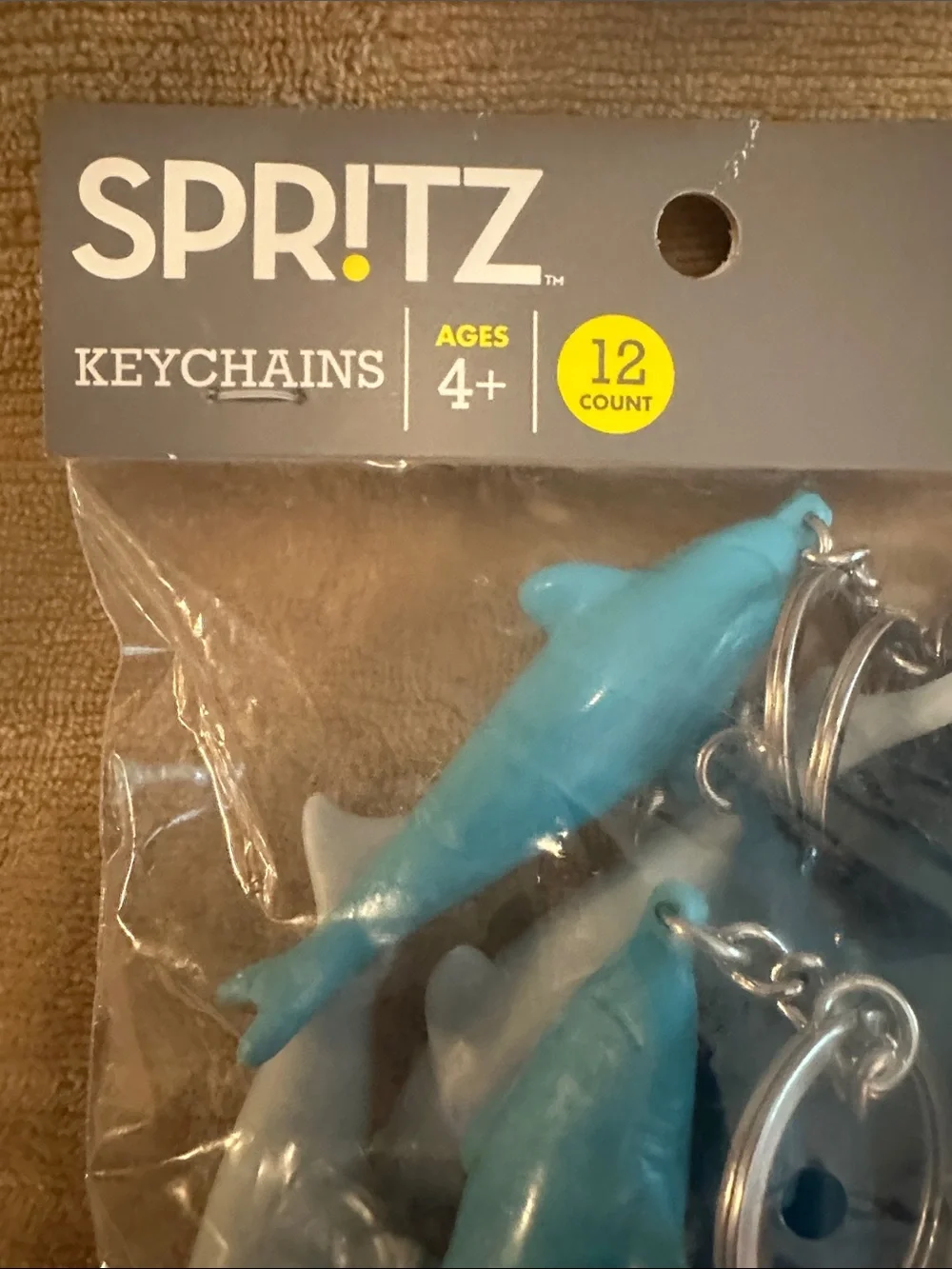 Spritz Dolphin Keychain Pack - Light Blue, Teal & White (12-Count)